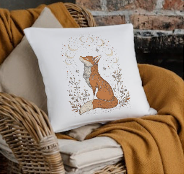 Celestial fox design cushion cover