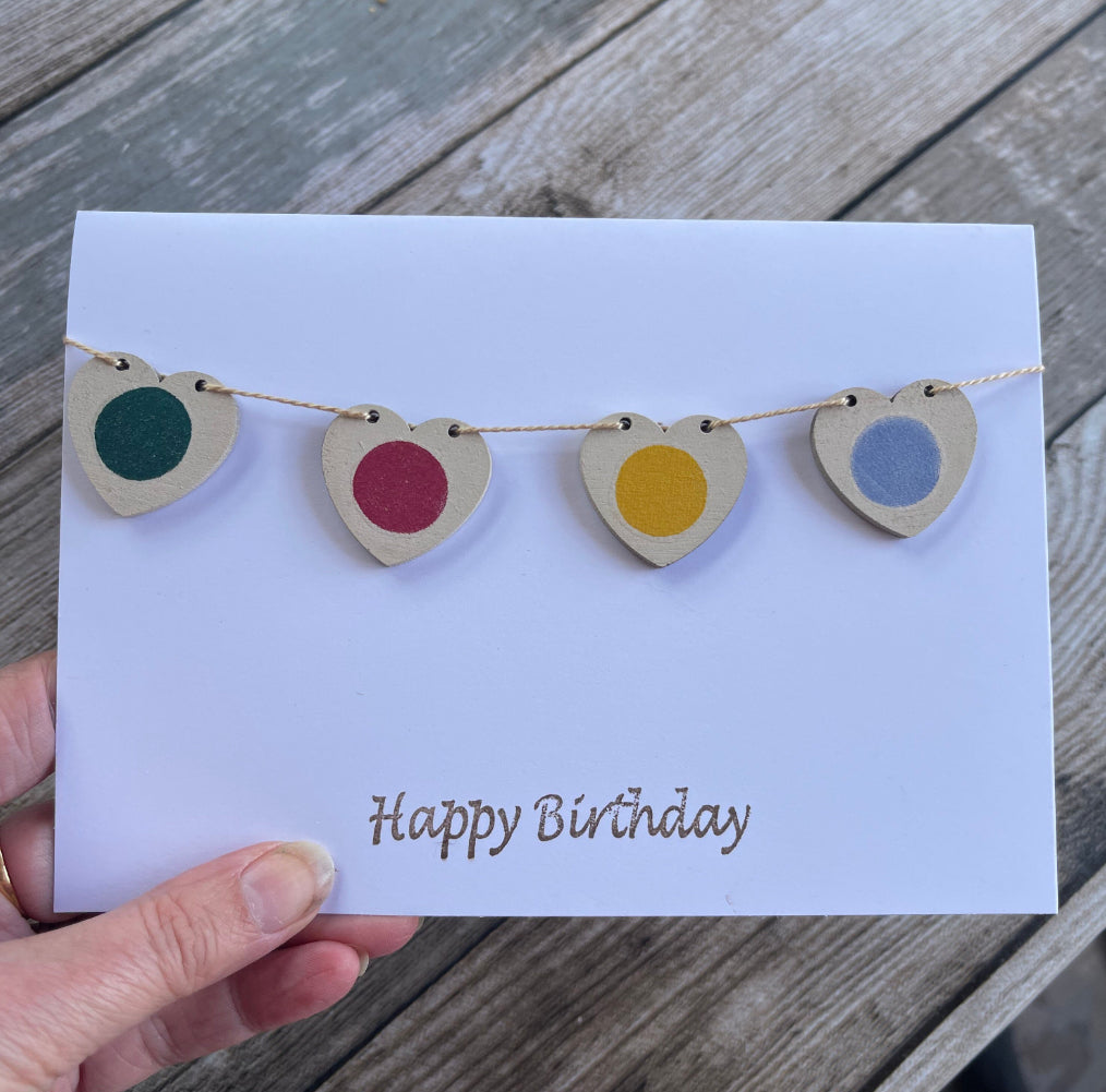 Bunting card, removable Emma Bridgewater inspired wooden bunting, white or brown card