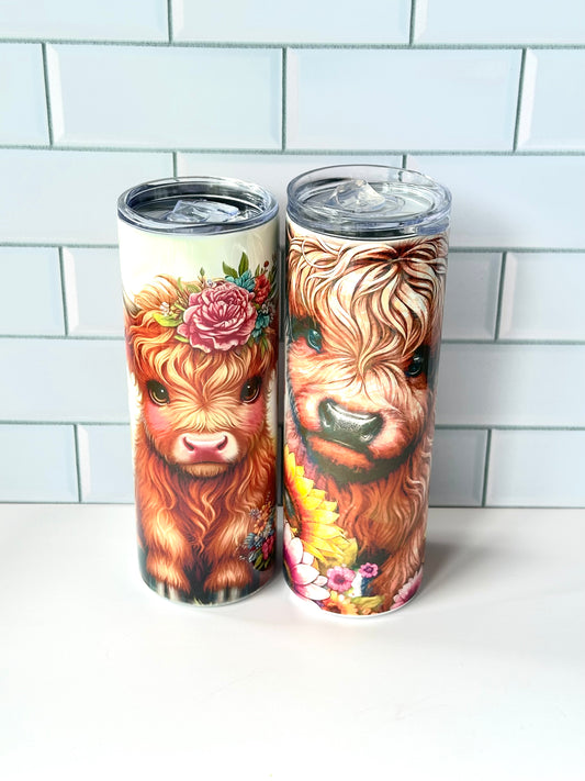 Highland cow design tumblers