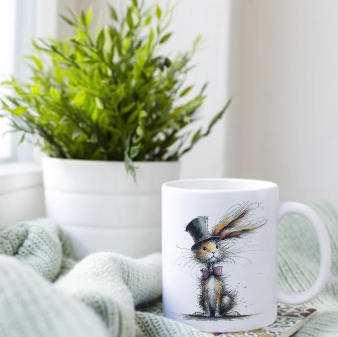 Hare in a top hat mug