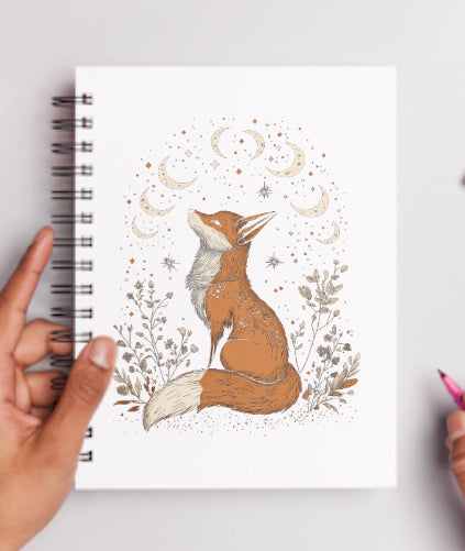 Celestial fox A5 spiral bound note book