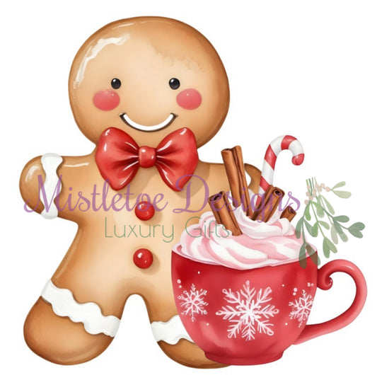 Gingerbread man and Hot Chocolate mug digital design