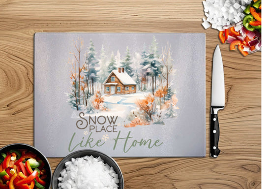 Snow place like home, A4 glass chopping board