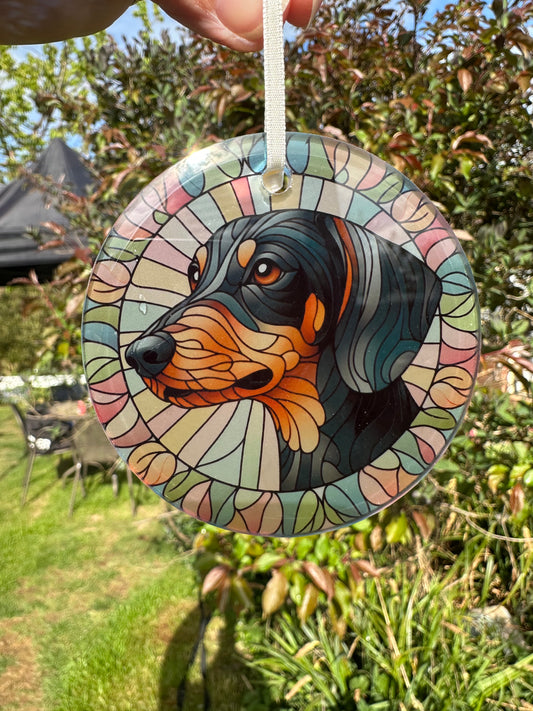 Dachshund glass decoration