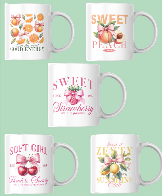 Fruit collection mugs, now 50% off