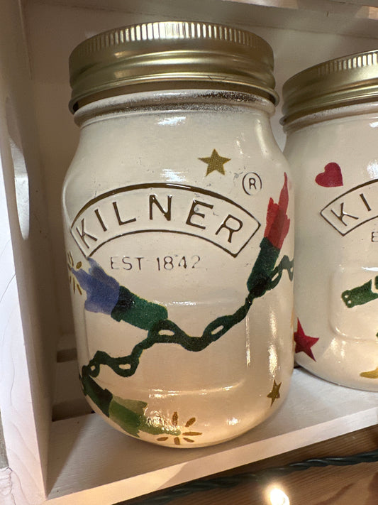 Christmas lights Kilner jar.