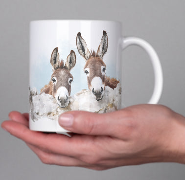 Watercolour farmyard animals mug, single, set of two or four