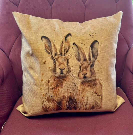 Hare design cushion cover