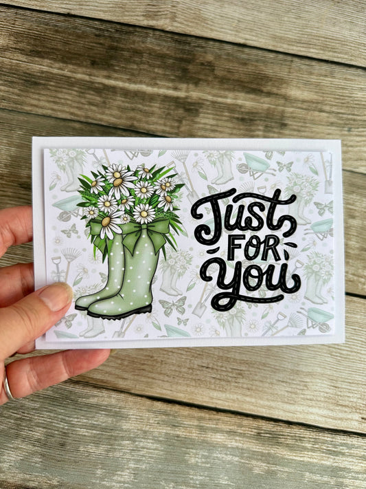 Green gardening design Happy Birthday or Just for you card with envelope