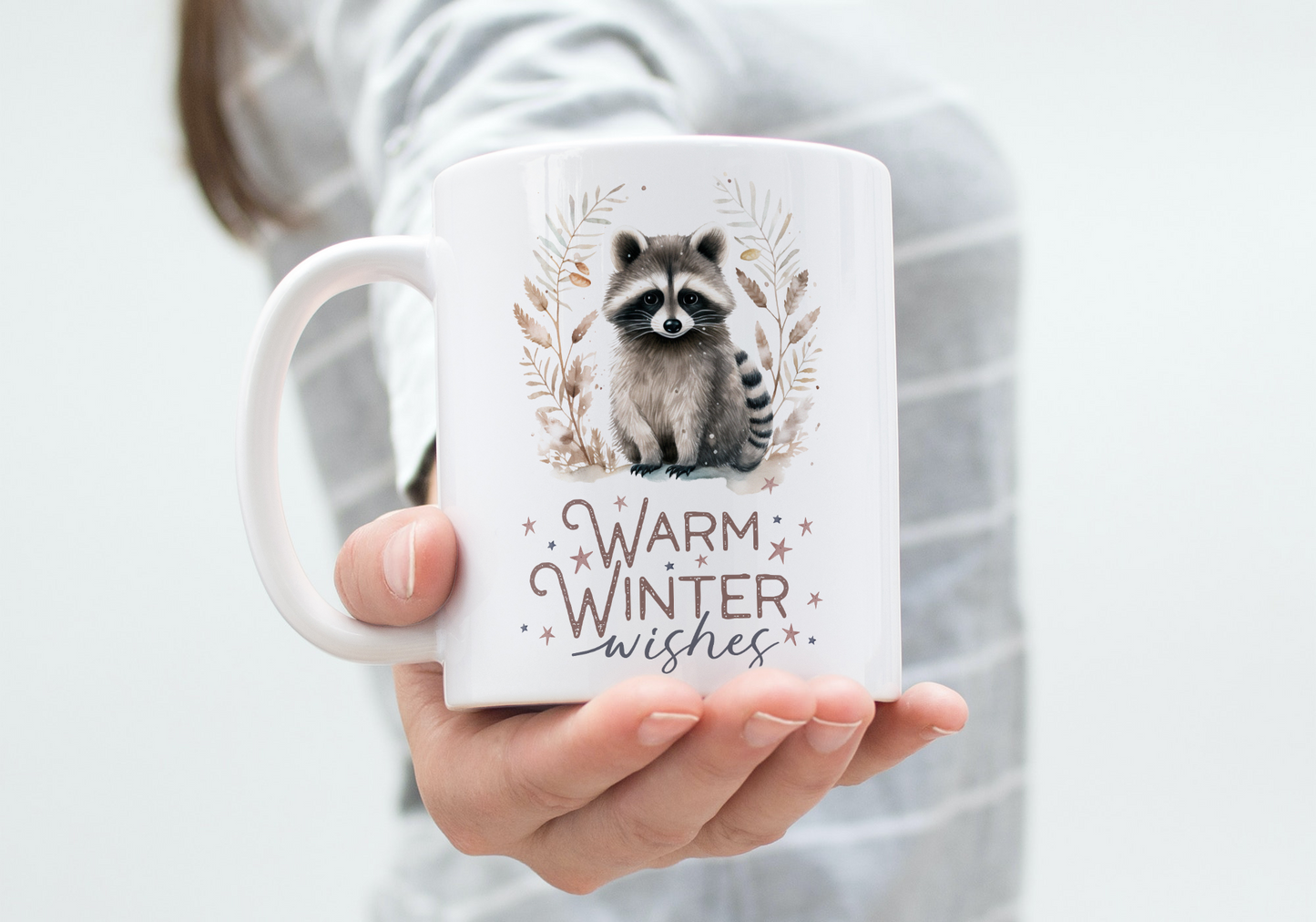 Warm winter wishes racoon mug