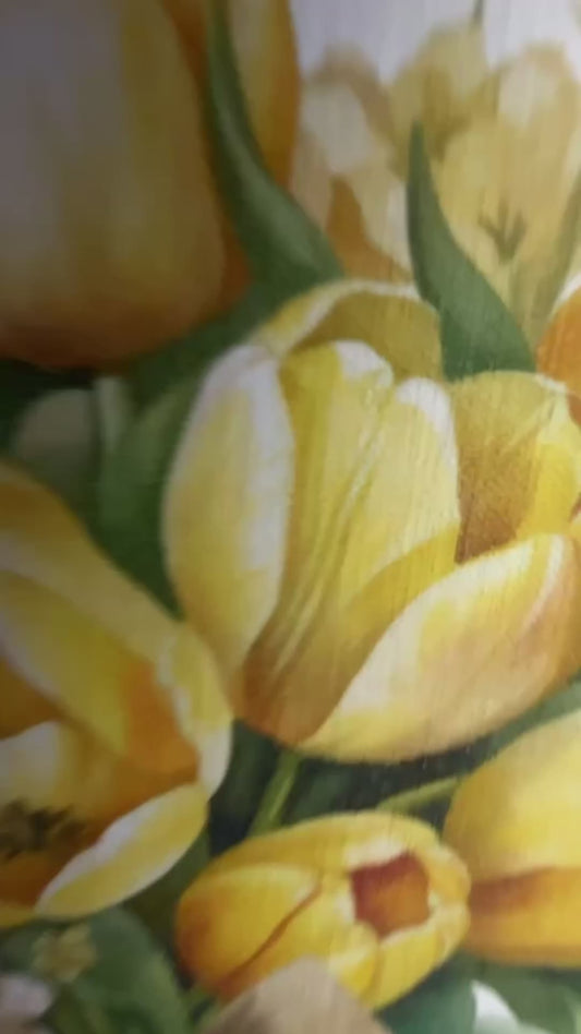 Mother’s Day card, yellow tulip bouquet with Happy Mothers Day tag